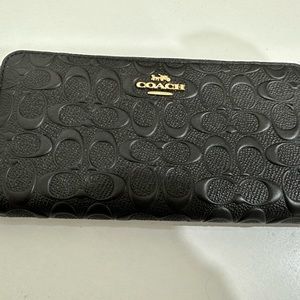 Coach Wallet - Leather Monogram Embossed Accordion Zip
